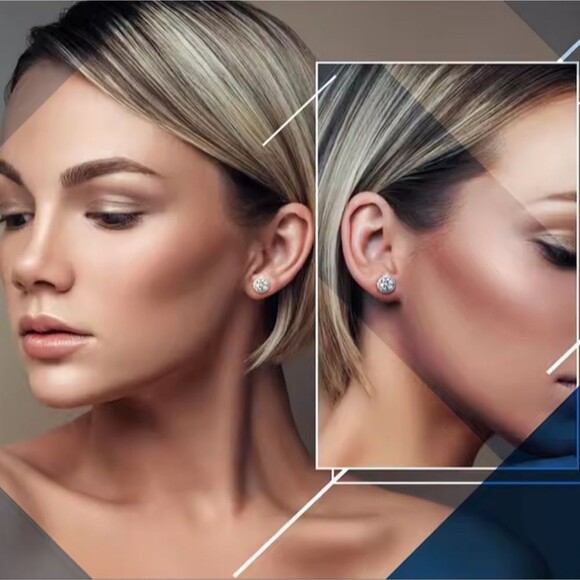 Certified Full VVS1 Moissanite Luxury Halo Stud Earrings Unisex - Picture 10 of 11